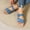 Blue, variant on Cxenplz Women's Flat Sandals Square Open Toe Dressy Vacation Slip On Slides Shoes