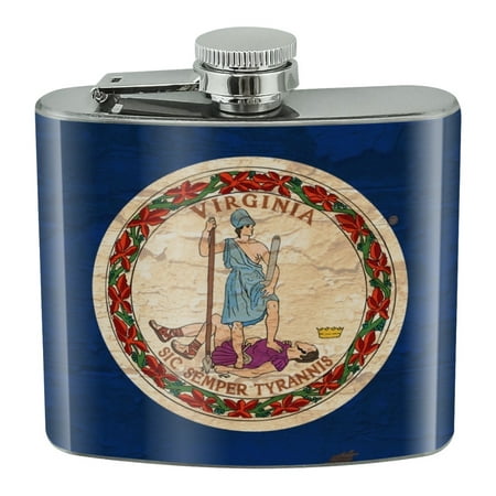 

Rustic Virginia State Flag Distressed USA Stainless Steel 5oz Hip Drink Kidney Flask