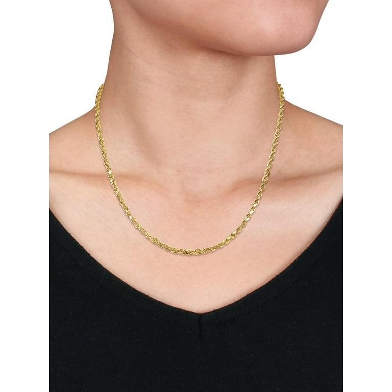 Gem and Harmony 14K Yellow Gold Rope Chain Necklace (24 inches)