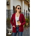 thumbnail image 3 of Women's Long Sleeve Cable Knit Sweater Open Front Cardigan Button Loose Outerwear, 3 of 6