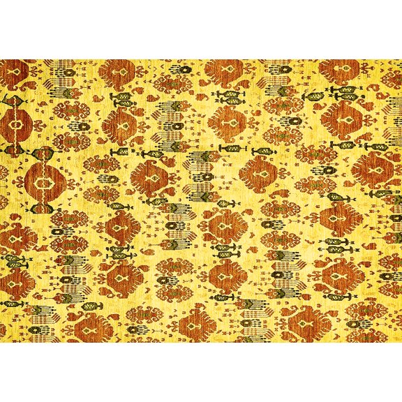 Ahgly Company Indoor Rectangle Abstract Yellow Modern Area Rugs, 6' x 9'