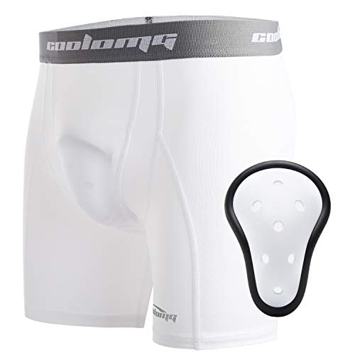 COOLOMG Boys Youth Sliding Shorts with Protective Cup for Baseball Football Lacrosse