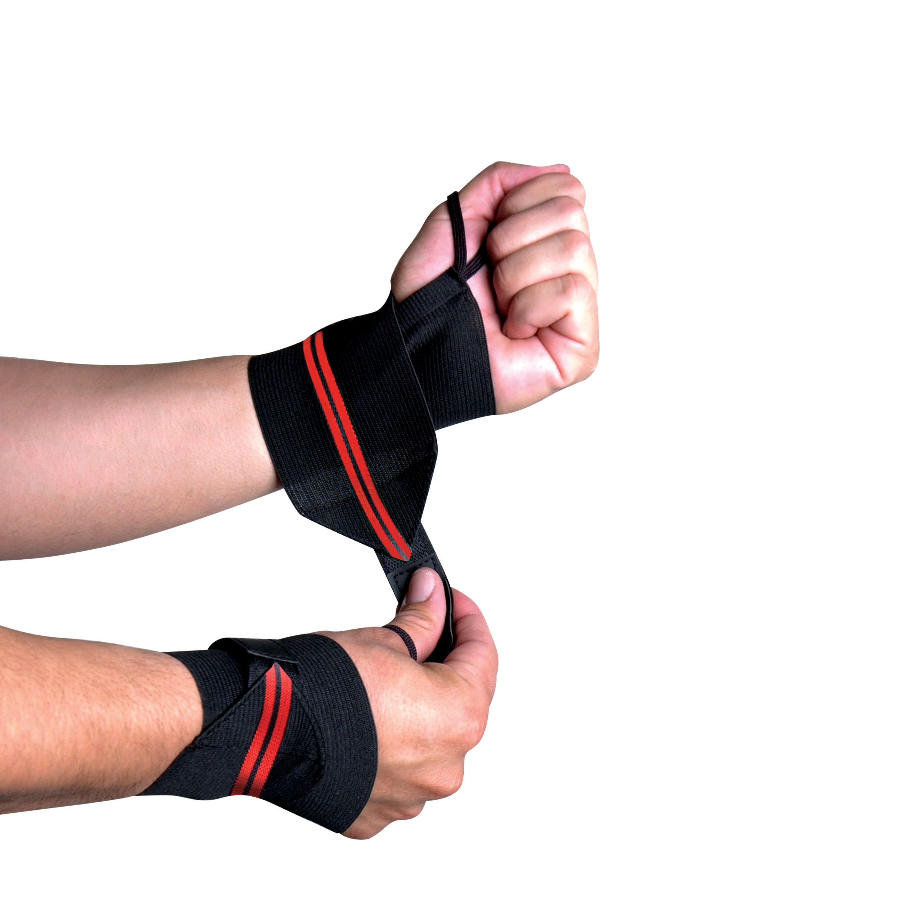 BLACK WRIST WRAPS Elastic Support Weight Lifting w/ Thumb Loop Meister Straps 