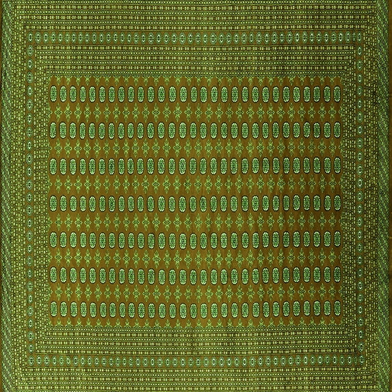 Ahgly Company Indoor Square Oriental Green Industrial Area Rugs, 4' Square