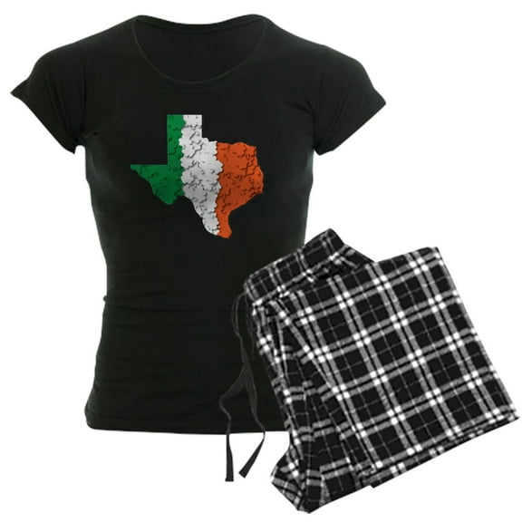 CafePress - Texas Irish Flag Women's Dark Pajamas - Women's Short Sleeve Print T-Shirt and Pants Dark Cotton Pajama Set