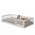 thumbnail image 1 of MIMI BEDS Dream Raft Floor Bed with Guardrails, Solid Pine Wood Frame, Twin, White, 1 of 16