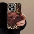 thumbnail image 3 of Brown Leopard Print Hot Girl Cat Phone Case Hanging Chain Three-Dimensional Glitter, 3 of 3