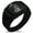 Black, variant on Stainless Steel Harbinger Grim Reaper CZ Ribbed Needle Stripe Pattern Biker Style Polished Ring