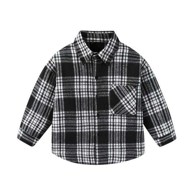 Tranfacy Chemises à Carreaux à Boutons pour Enfants à Manches Longues Col Rabattu Manteau d'Automne et Couche de Base
