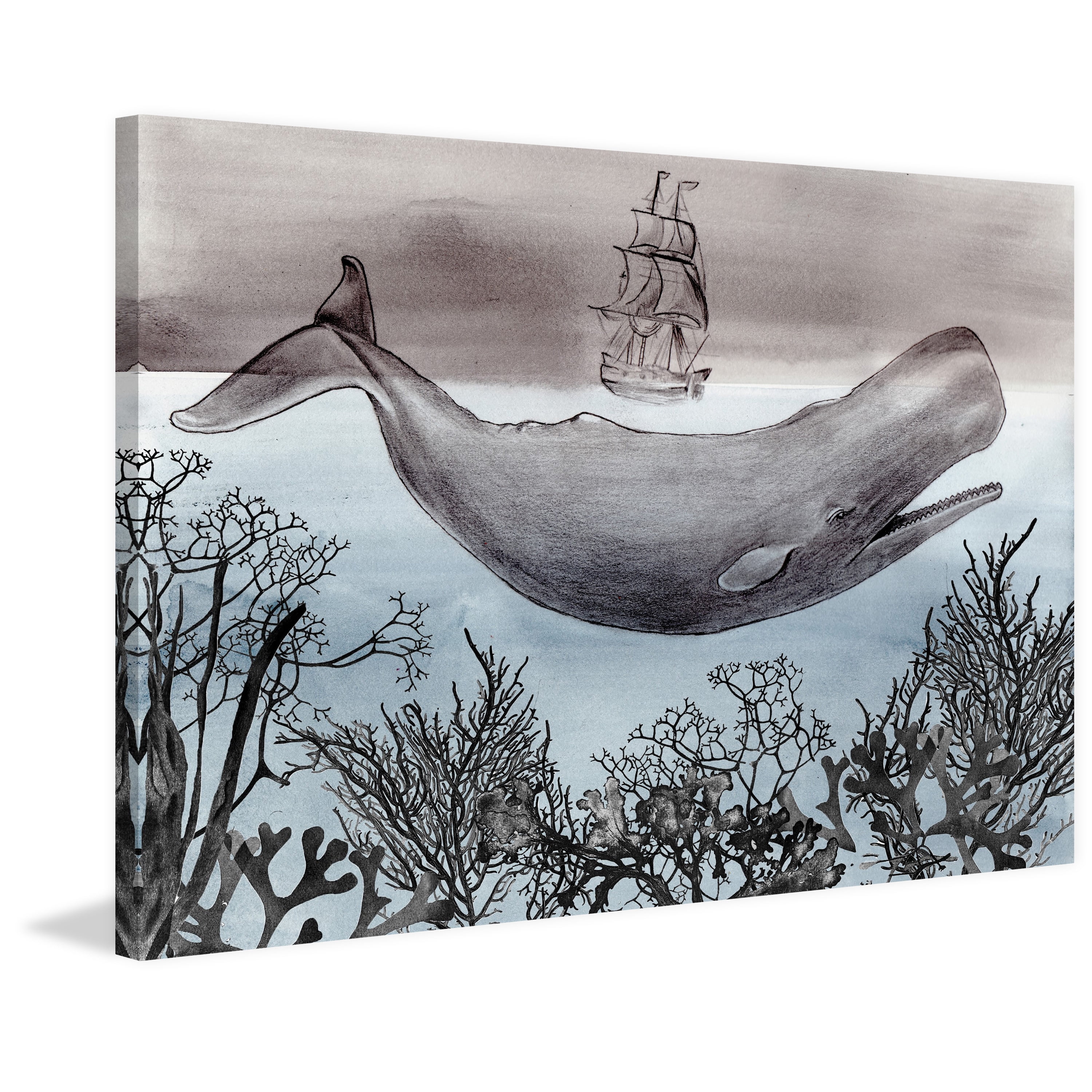 Marmont Hill Whale Under Painting Wall Art Print