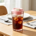 thumbnail image 6 of Gallickan 16oz Dual Drink Plastic Tumbler with Drawstring, One Lid for Sipping and Straw, BPA-Free Clear Portable Coffee Cup, Pink, 1pc, 6 of 6