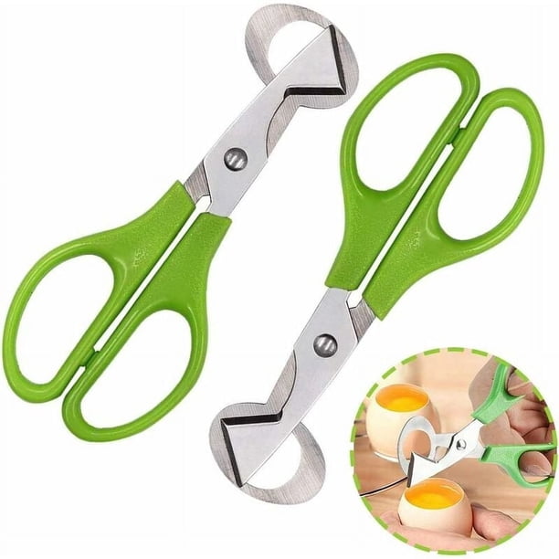 Perfeccionista en cascar huevos, cuchillas de acero inoxidable para cortar de manera rápida y eficiente, mangos de plástico ABS que brindan un agarre fácil, extracción limpia de yema de huevo
