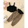 thumbnail image 3 of Qmyliery 3 Pieces Girls Pants Set, Fuzzy Tank Tops + Cow Print/Leopard Print Long Pants + Waist Bag Set for Kids, 18 Months to 6 Years, 3 of 9