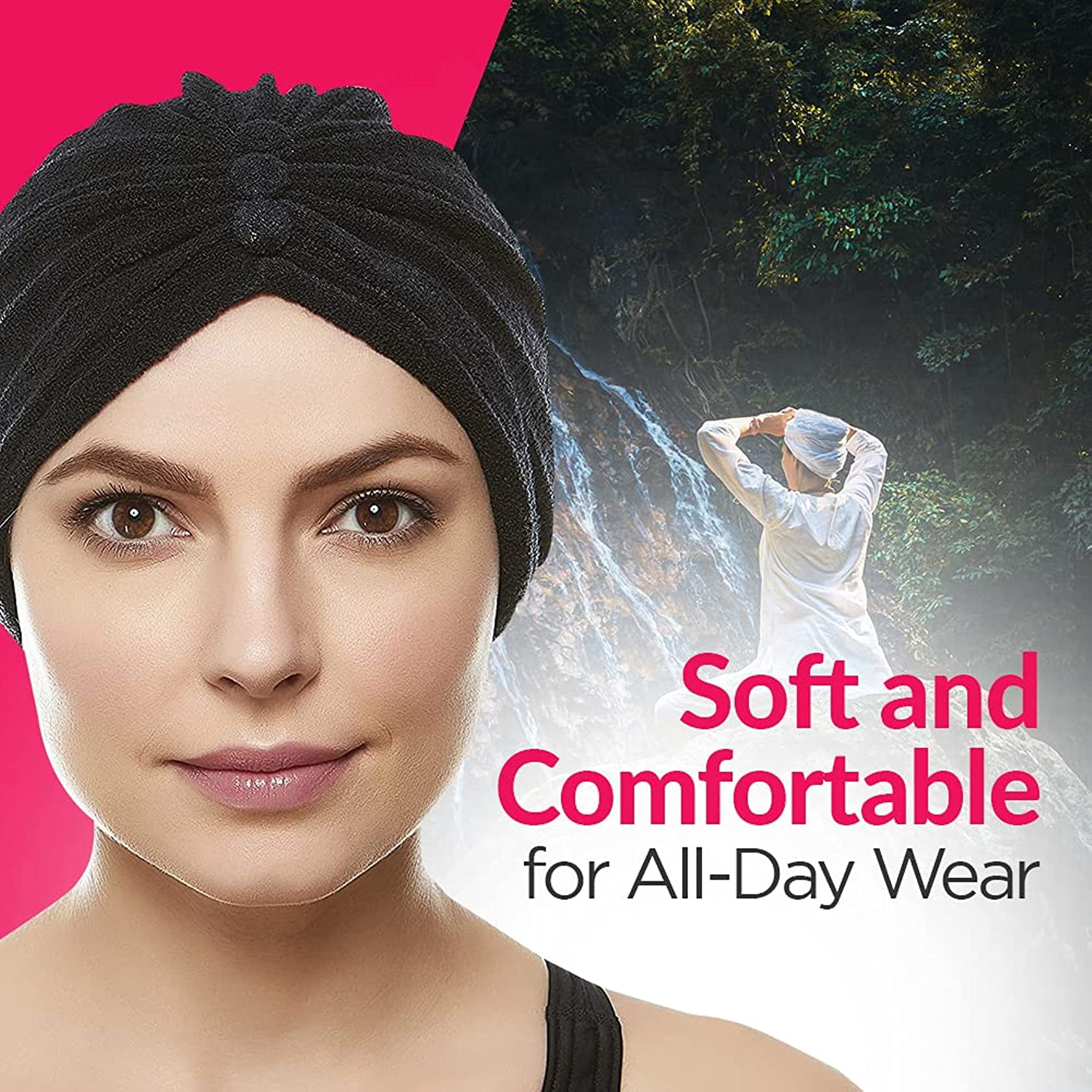 Beemo Soft Terry Cloth Turban Head Cover Hats for Adult Female - Ivory