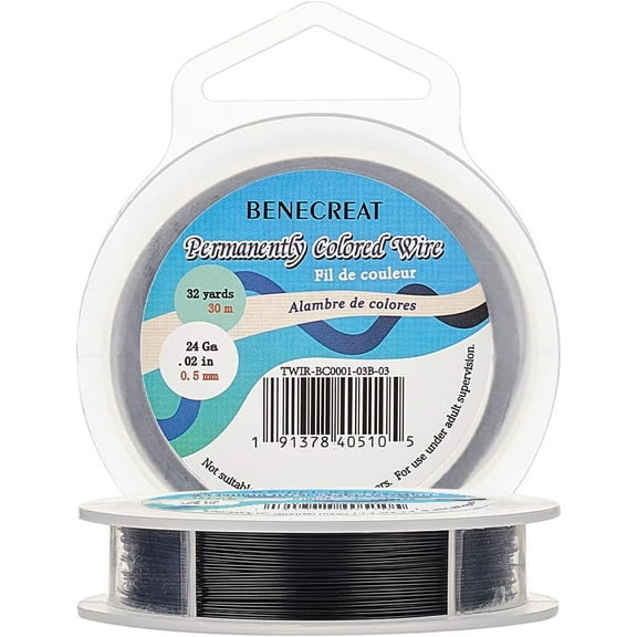 98-Feet 0.02inch (0.5mm) 7-Strand Black Bead String Wire Nylon Coated Stainless Steel Wire