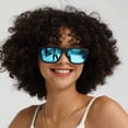 thumbnail image 3 of OhO sunshine Gafas de seguridad, gafas Bluetooth sobre la oreja con micrófono integrado para escuchar música y llamadas telefónicas, tecnología UV400 con bloqueo de luz azul (Black - Blue Lens), 3 of 5