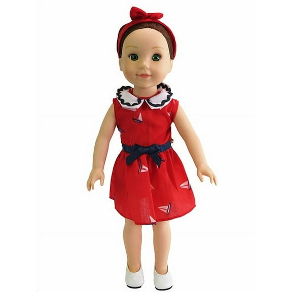 Red, White, and Blue Nautical Dress made for 14 inch dolls