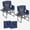 Navy blue trim + gray seat back New, variant on Anoncndin Set of 2 Foldable Director Chairs with Side Pockets and Foldable Backrest, Portable Lightweight Aluminum Makeup Artist Chair for Camping, Events and Studio