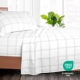 thumbnail image 5 of Bare Home Ultra-Soft Flat Sheets - Premium 1800 Collection - Double Brushed - Full, Modern Plaid - White/Gray, 5 of 6
