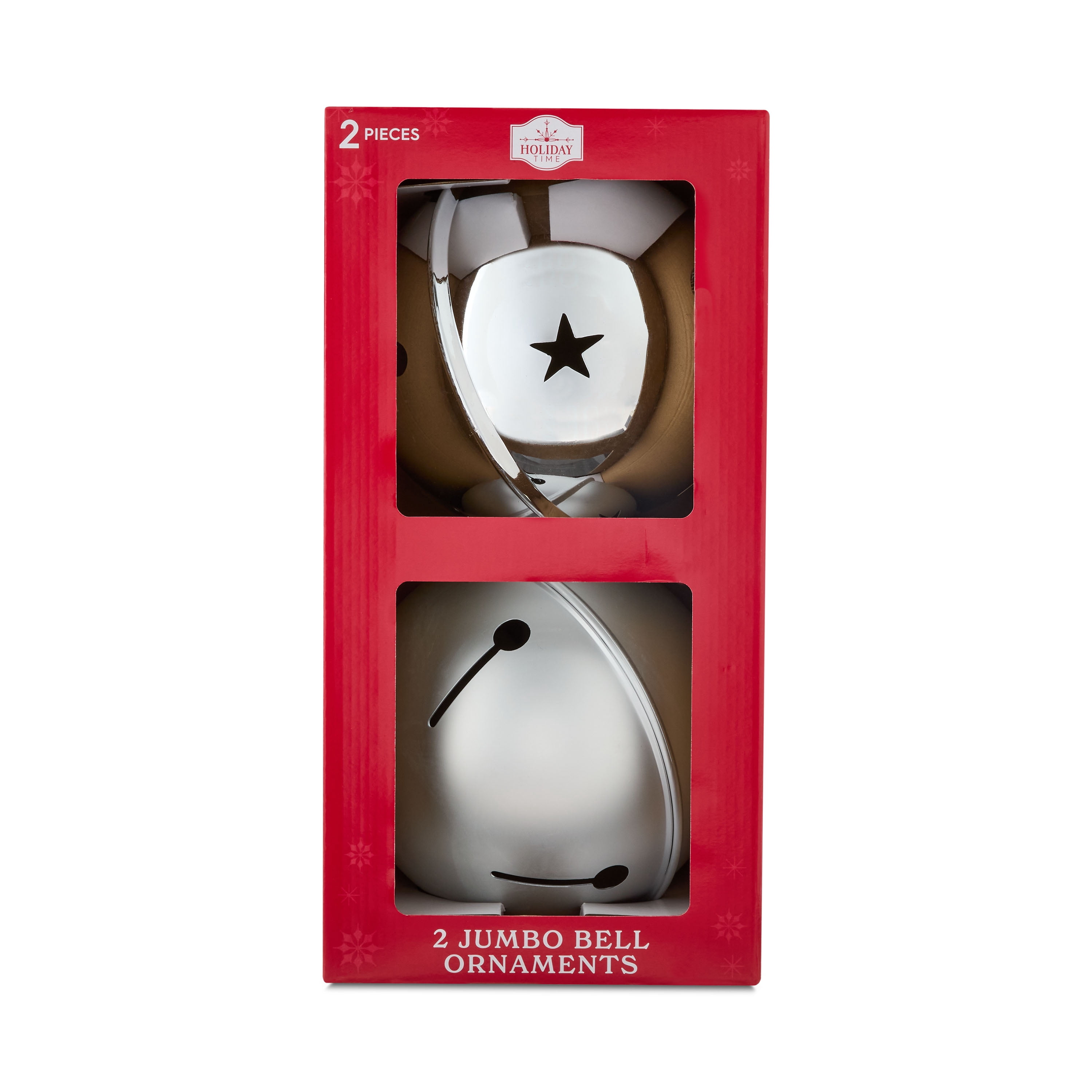 2-Count Silver Jumbo Bell Shatterproof Christmas Ornaments, 7.87 in, by Holiday Time