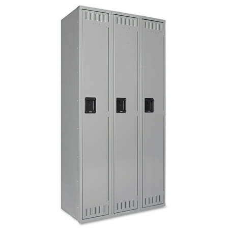 - Tennsco Single Tier Locker, Three Units, 36w x 18d x 72h, Medium Gray