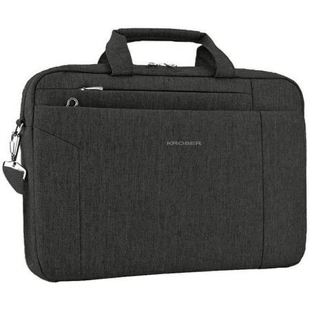 KROSER 15.6" Laptop Computer Bag Briefcase Shoulder Bag Slim bag for Work/Macbook/school. Charcoal Black