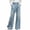 Light Blue, variant on Womens Casual Asymmetrical Cut Jeans Elastic Waist Straight Wide Leg Denim Pants with Pockets