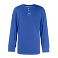 thumbnail image 4 of Resicozy Men's Henley Shirts Long Sleeve Fashion Lightweight Button Plain T-Shirt Casual Basic Tee Tops Royal Blue L, 4 of 4