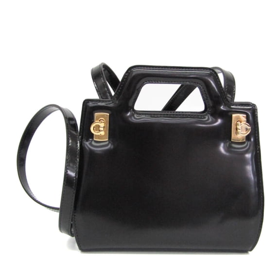 Pre-Owned Salvatore Ferragamo Gancini Wanda AU-21 3485 Women's Leather Handbag,Shoulder Bag...