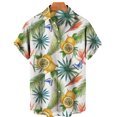 thumbnail image 2 of Camisas De Lino Para Hombre Casual Hombres Solapa Estampado Manga Corta Puños Botón Puerto Estilo Floral Camisa Sand Beach Hawaiianss Summer Top (White, 3XL), 2 of 3