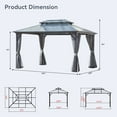 thumbnail image 3 of Meetleisure 10x13ft Outdoor Hardtop Gazebo with Double-Tier Polycarbonate Roof, Aluminum Frame Gazebo with Netting and Curtain Included, Suitable for Lawn Backyard Patio, Gray, 3 of 11