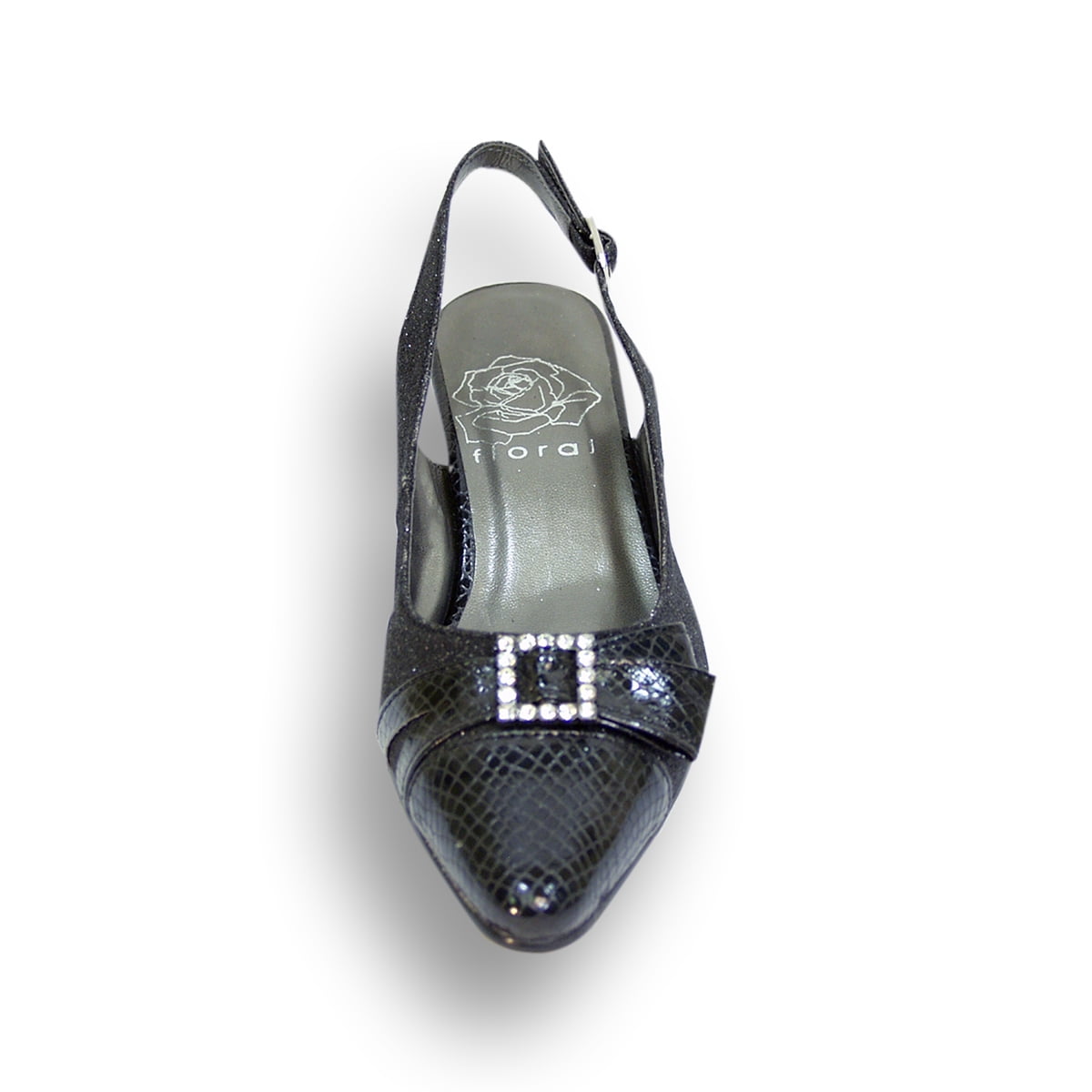 FLORAL Nancy Women's Wide Width Evening Dress Shoes for Wedding, Prom, & Dinner BLACK 6