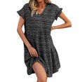thumbnail image 5 of ZXZY Women Floral Printed Ruffled Sleeves V Neck Babydoll Mini Dress, 5 of 8