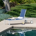 thumbnail image 3 of Mod Furniture Peyton Outdoor Sling Armless Patio Chaise Lounge in White/Navy, 3 of 9