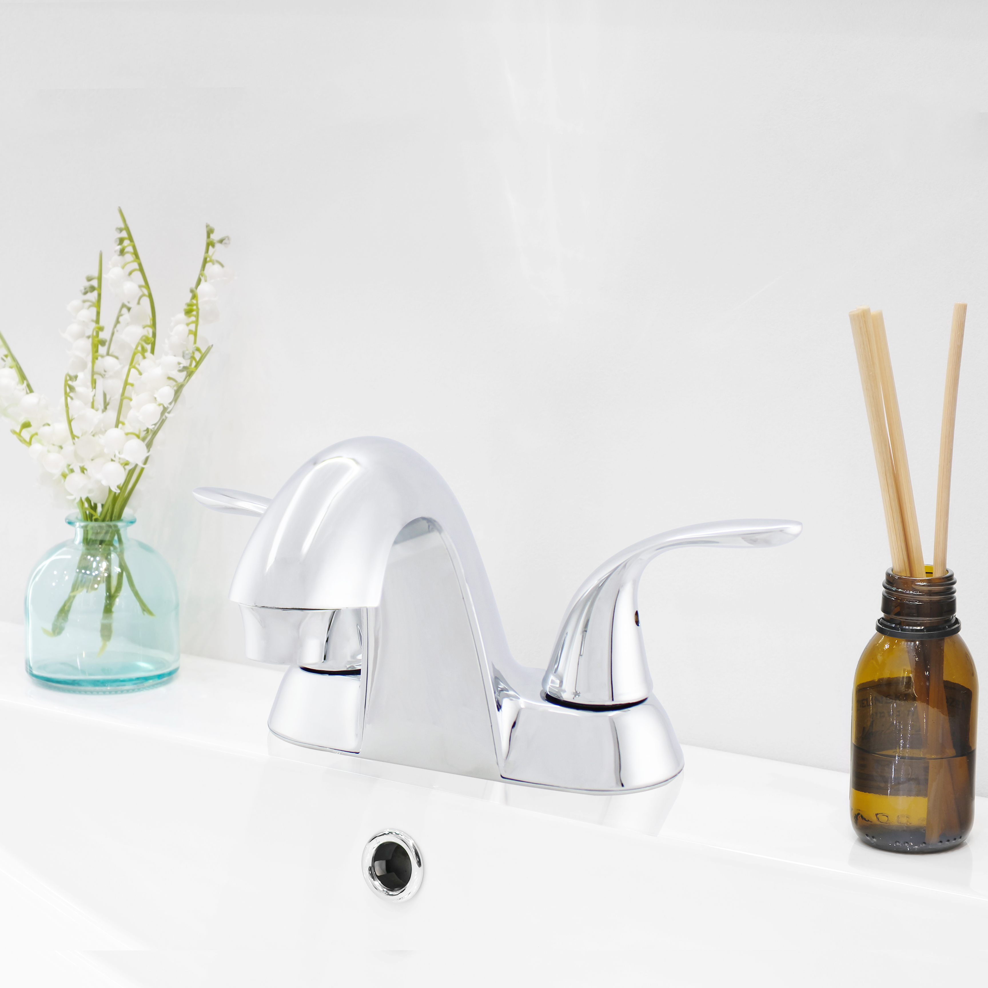 WMF-4224DSSLP-CP - Double Handle Hybrid, mid-rise spout lavatory-Chrome Finish Faucet