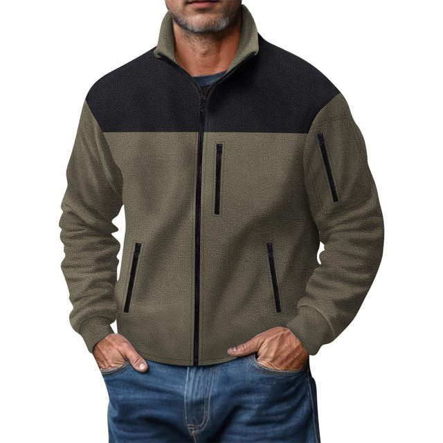 pstuiky camisa de manga larga para hombre, Camisa de manga larga con cuello alto, botones y bolsillos laterales para hombre salir tops m