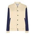 thumbnail image 5 of XPMWRP Women's Colorblock Button Jacket Loose Casual Long Sleeve Coat Outerwear Lightweight Fall Winter Trendy Jacket with Pockets Beige L, 5 of 7