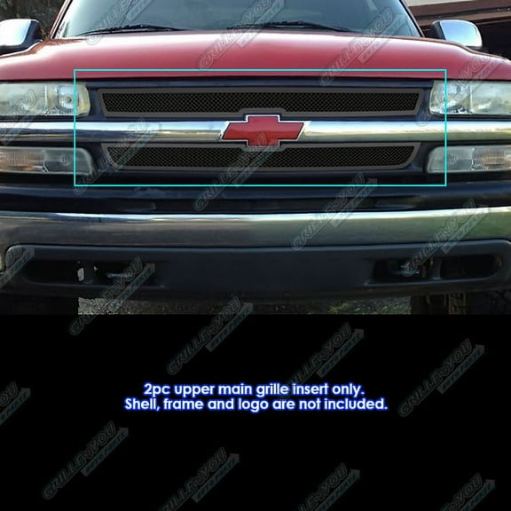 APS Compatible with Chevy Silverado 2500 3500 2001-2002 Main Upper Stainless Steel Black Mesh Front Grill Grille Insert C75702H