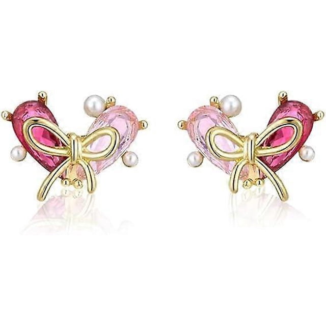 Pendientes de circonita cúbica en forma de corazón, pendientes de plata de ley con pasadores para mujer y niña.