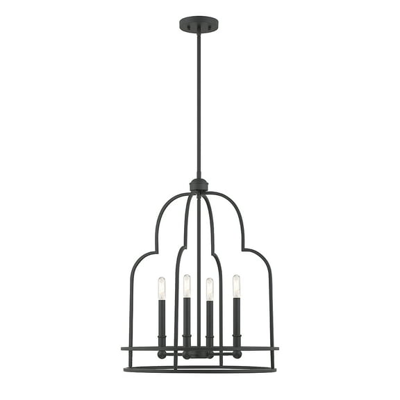 Matte Black Four Light Pendant from the Diplomat Collection