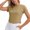Khaki, variant on Purcolt Womens Crop Athletic Tops Lightweight Casual Crewneck Short Sleeve Cross Cut Out Back Shirts Comfort Loose Fit Sport Tee Shirt for Workout Running Gym