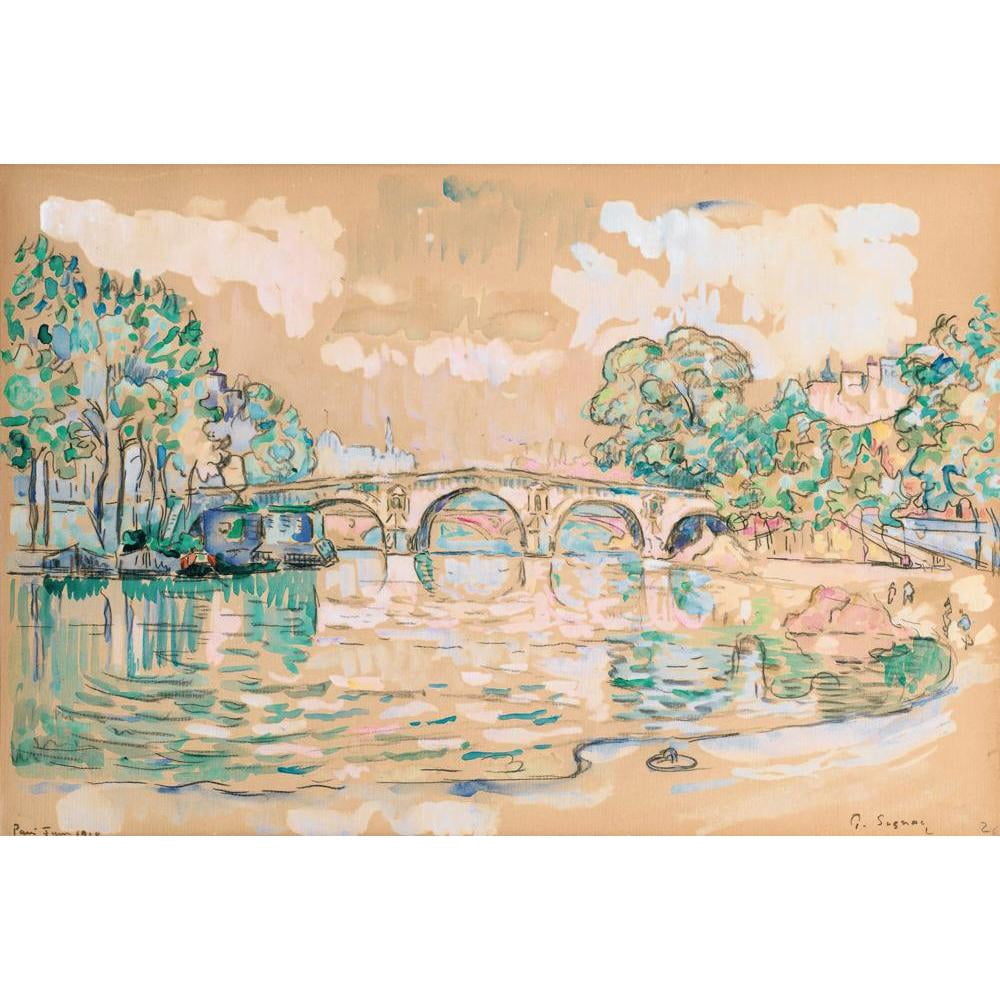 Paul Signac 14x11 Black Modern Framed Museum Art Print Titled - Paris, Le Pont Marie (1910)