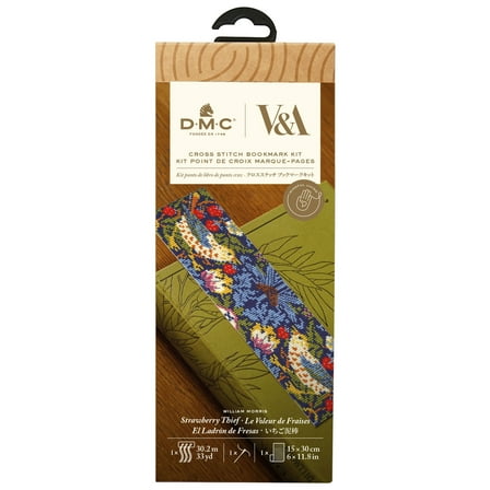DMC V&A Advanced Bookmark Cross Stitch Kit by William Morris-Strawberry Thief