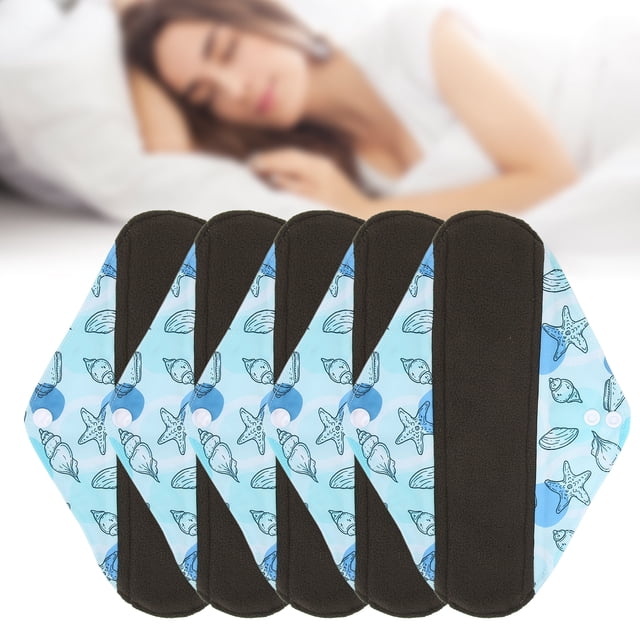 Protège-dessous Menstruels Réutilisables 5 Pcs Lavables Réutilisables Anti-Fuites en Charbon de Bambou pour Femmes Taille m