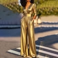 thumbnail image 6 of Ruohan Women's Metallic V-Neck Wide Leg Jumpsuit Party Romper, 6 of 7