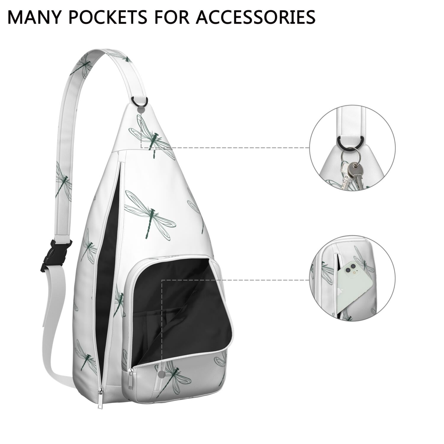 Dragonfly Print Sling Bag - Nature Inspired Crossbody Backpack for Women & Men, Water-Resistant Shoulder Daypack (Insect Lovers Design, Lightweight & Durable)