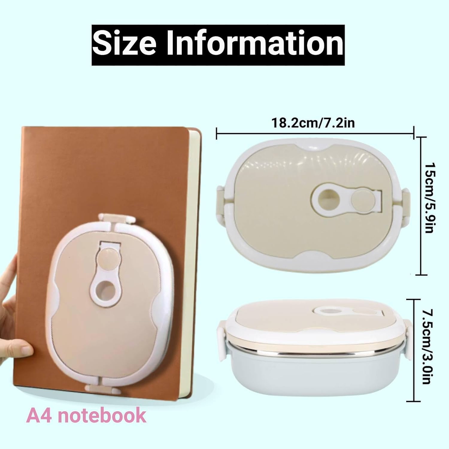 ABCISI Lunch Box 900ml 1 Layer Hot Food Lunch Containers Portable Lunchbox Stackable 304 Stainless Steel Adult Bento Lunch Box Cold Food Storage Bowl for School Office Outdoor Travel