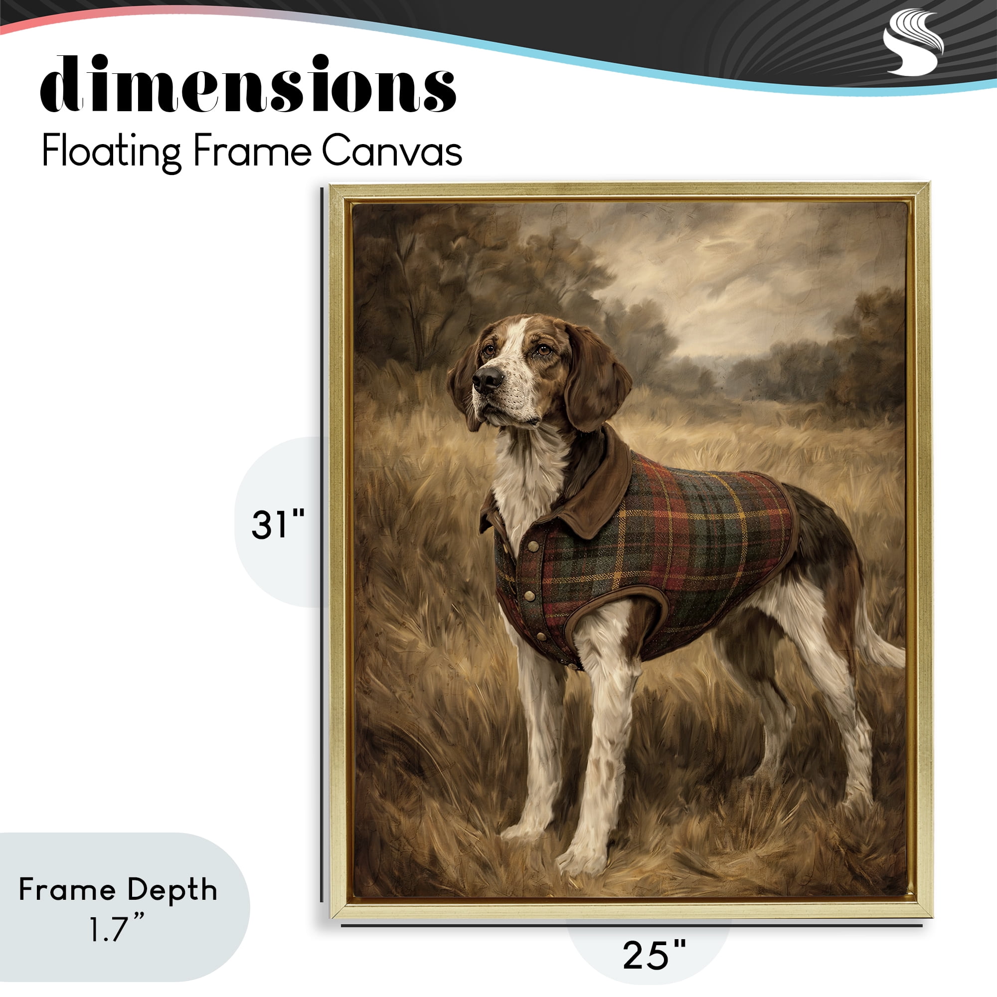 Stupell Industries Hunting Days Plaid Jacket Hound Gold Framed Floater Canvas Wall Art, design by Kim Allen