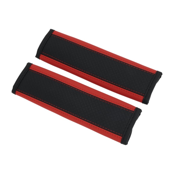 Unique Bargains Black Red Seat Belt Cover Pad Faux Leather 24cm Seatbelt Strap Cushion Shoulder Padding 2 Pcs