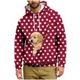 thumbnail image 3 of Lcziwo Mens Dog Pouch Sweatshirt Long Sleeve Pet Pouch Sweatshirt Unisex Casual Loose Polka Dot Print Pullover Fall Fashion Clothes Wine,XL, 3 of 6